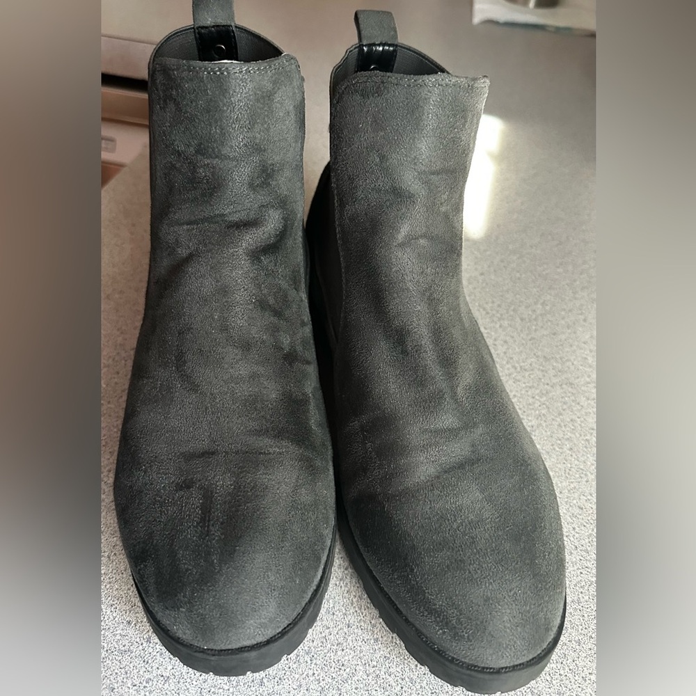 Nine West Charcoal Faux Suede Ankle Booties.